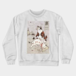 Japanese Tattoo Monmon Cats Aka Tattooed Cats Crewneck Sweatshirt